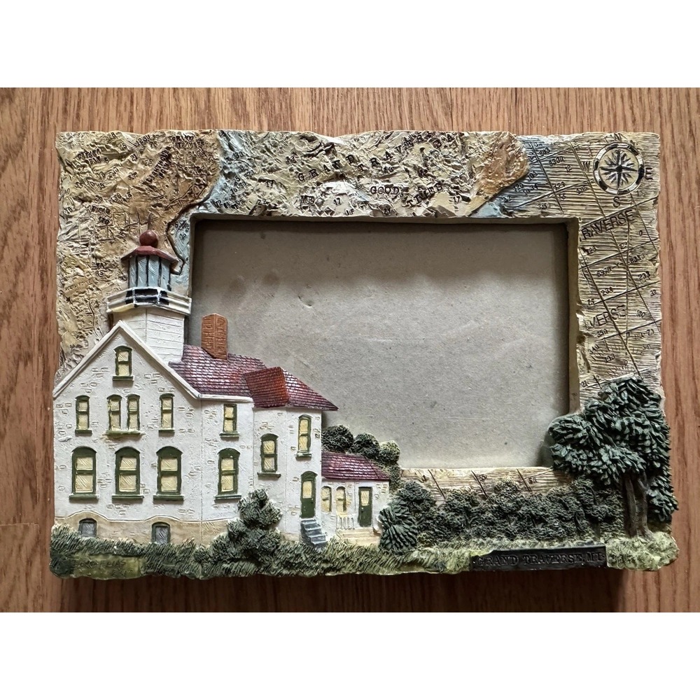 Donna Elias Grand Traverse Lighthouse 3D Picture Frame Michigan Nautical Decor